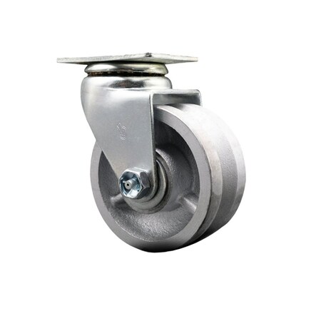 Service Caster 4'' V-Groove Semi Steel Wheel Swivel Caster with Bronze Bearing SCC-20S420-VGBZ